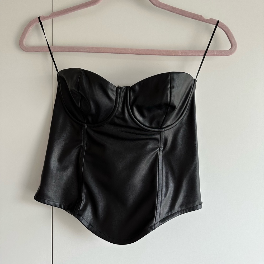 Leather bustier corset top